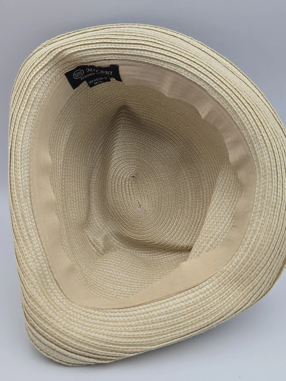 Milani Straw Tan Trilby Fedora Hat Size M-L
